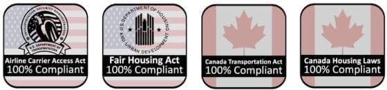 US Law and Canada Law compliance for Service Dogs and Emotional Support Animals